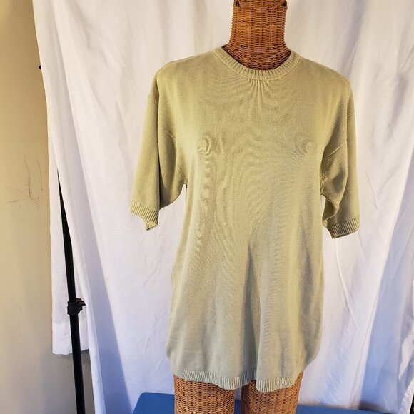 Bogari Men's Tan Cotton Short Sleeve Turtleneck Sweater - M - Picture 1 of 4